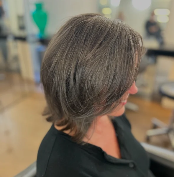 Layered Bob With Gray Blending