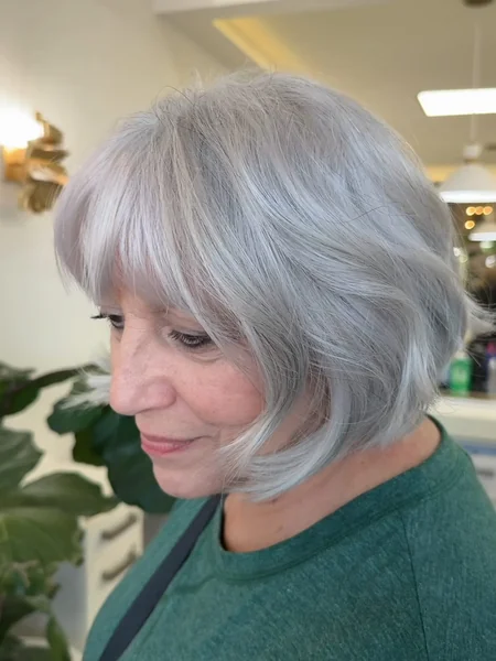 Silver Bob with Full Bangs