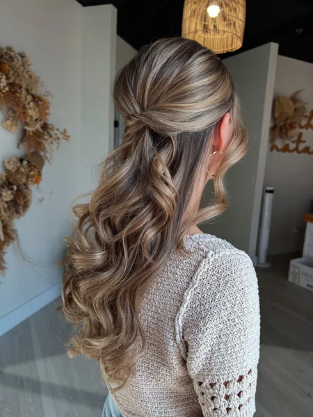 Twisted Half Up Ponytail with Curls