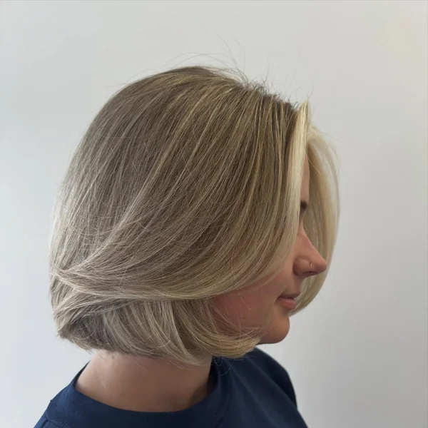 Ash Blonde Bob with Curled-Under Layers