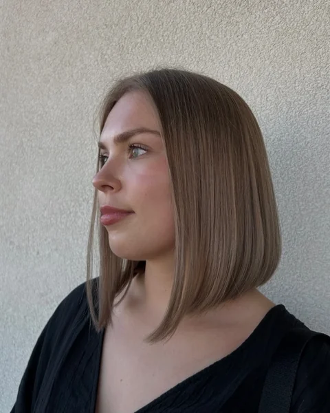 Mushroom Brown Sleek Lob