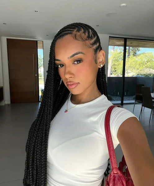 Side-Swept Cornrow Braids