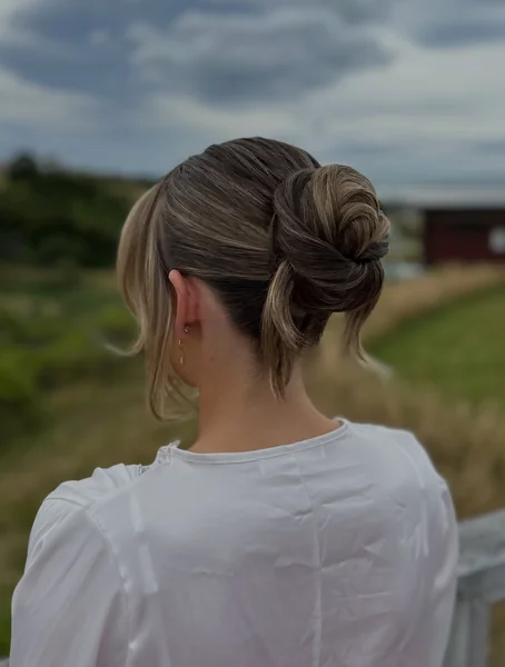 Twisted Bun Updo for Short Hair