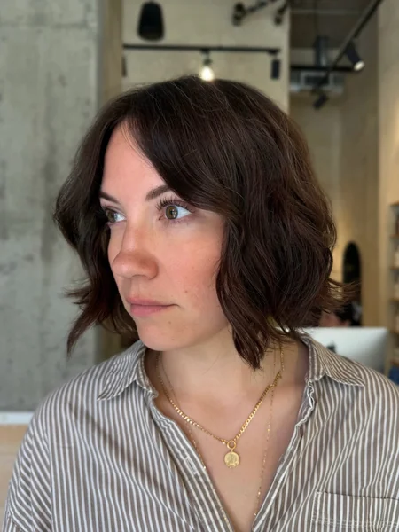 Dark Brunette Bob for Thick Wavy Hair