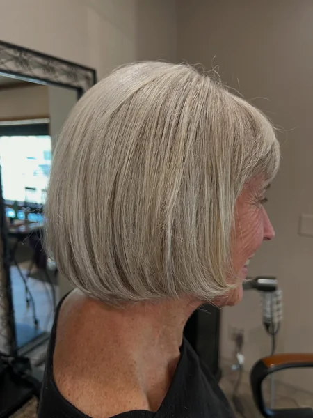 Silver Bob with Side Bangs