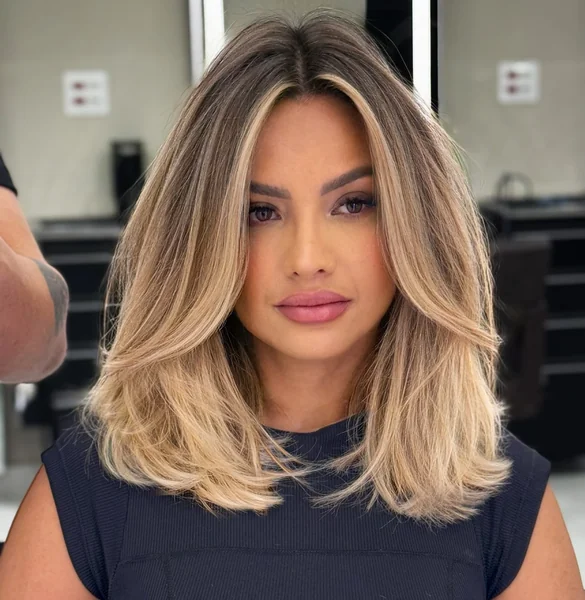 Blonde Balayage Layered Lob