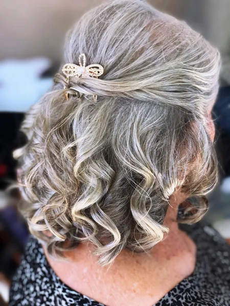 Half-Up Curls with a Jewelled Clip