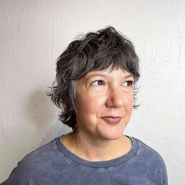 Salt-and-Pepper Shag with Wispy Bangs