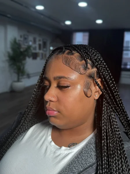 Knotless Box Braids with Swirled Edges