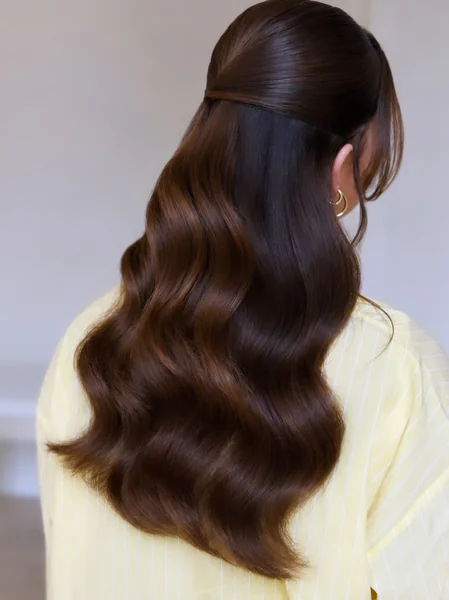 Sleek Half Up with Curtain Bangs