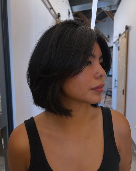Sleek Black Layered Bob
