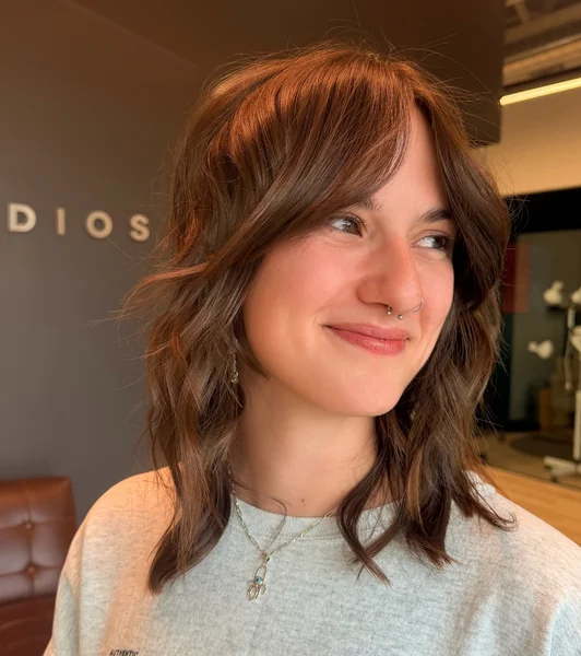 Shaggy Waves with Curtain Bangs