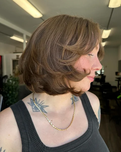 Retro Flipped Bob with Curtain Bangs