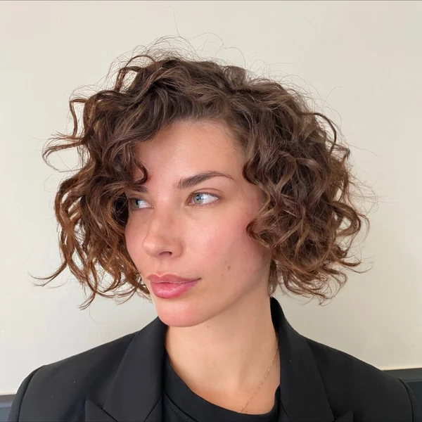 Side-Parted Curly Bob