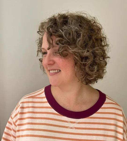 Curly Bob with Gray Blend
