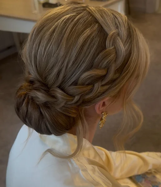 Bridal Dutch Braid Low Bun