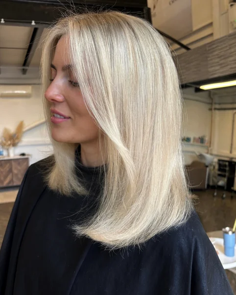 Platinum Blonde Layered Lob