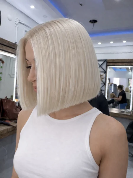 Icy Platinum Blunt Bob