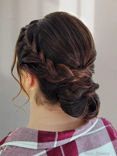 Side Braid Into Low Bun