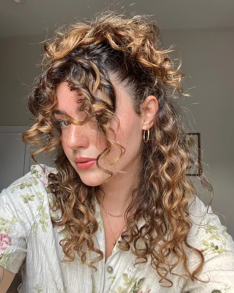 Curly Half-Up Top Knot
