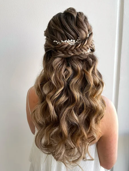 Fishtail Half-Up with Pearl Vine