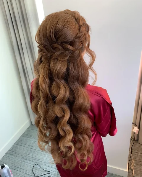 Bridal Half-Up Braid with Romantic Curls