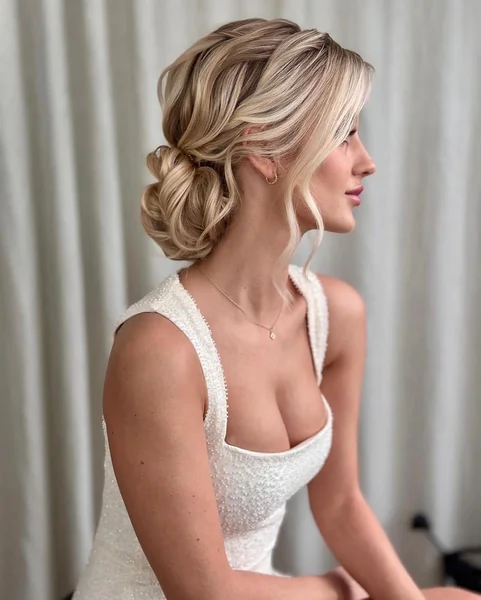 Soft Bun with Curtain Bangs