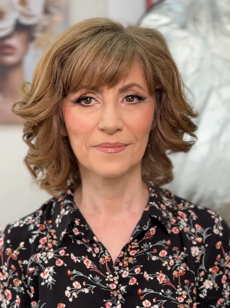 Bouncy Curled Bob with Bangs
