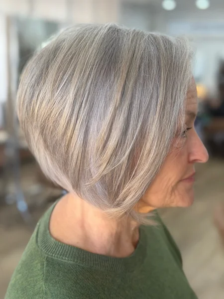 Ash Gray Stacked Bob