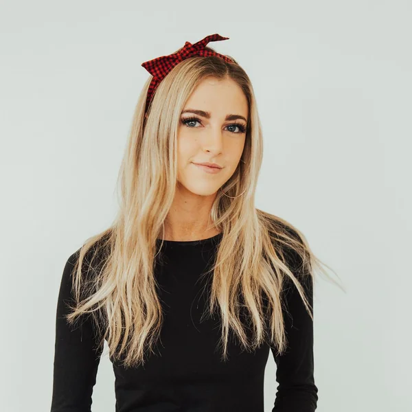 Red Plaid Bow Headband
