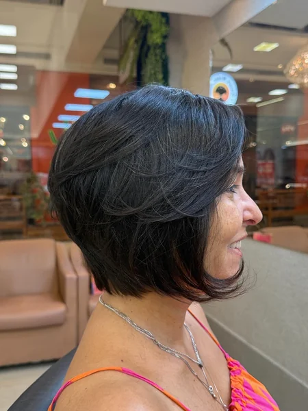 Stacked Bob with Salt and Pepper Strands