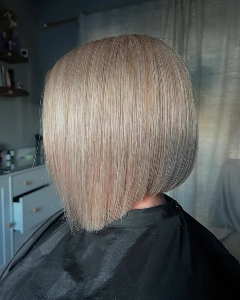 Champagne Blonde Angled Bob
