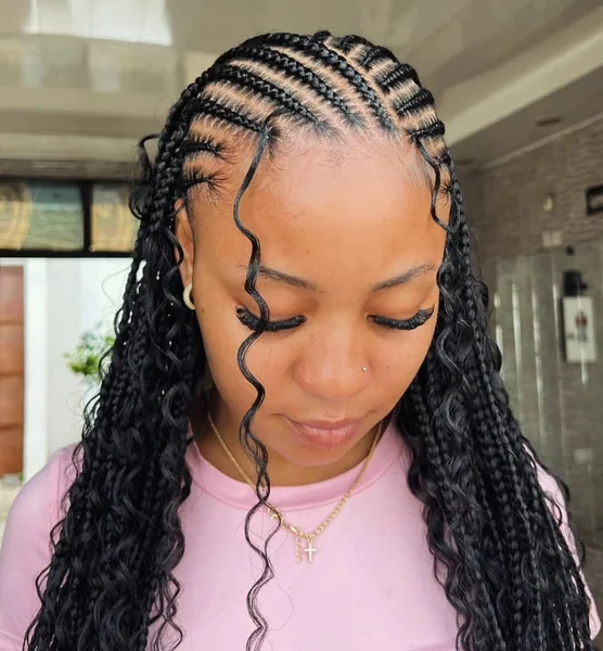 Fulani Cornrows with Boho Braids
