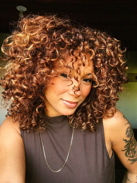 Copper Highlighted Curls