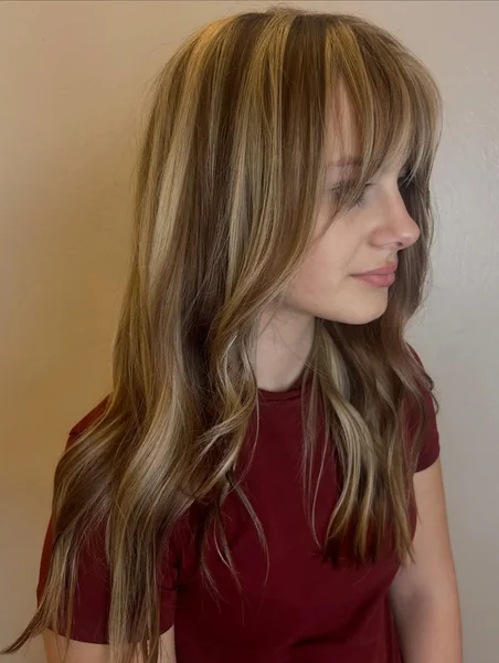 Curtain Bangs with Chunky Highlights