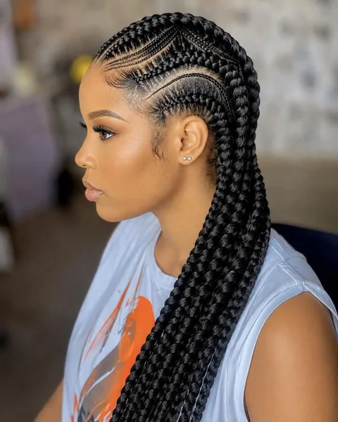 Jumbo Feed-In Stitch Cornrows