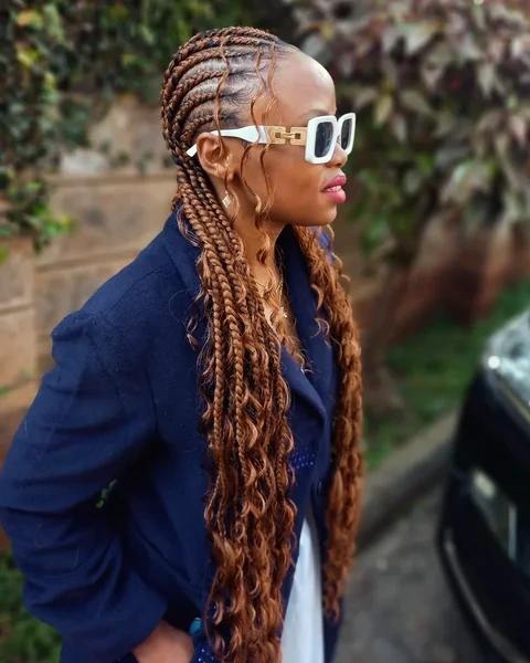 African Inspired Cornrow Braids with Curls