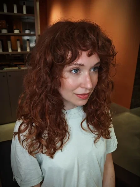 Auburn Curly Shag Haircut