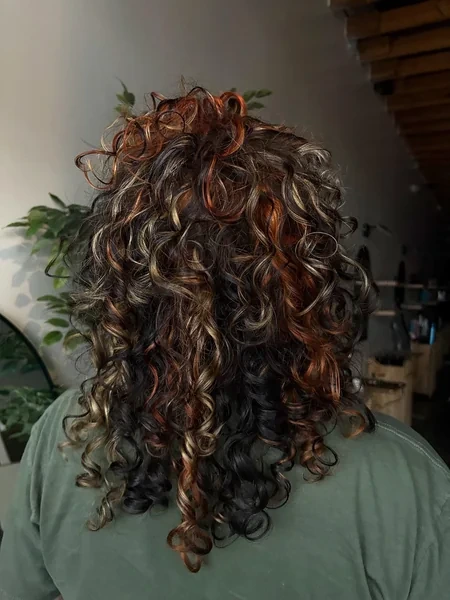Black Base Calico Curls with Copper and Blonde