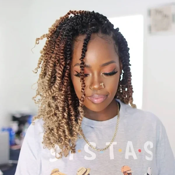 Black to Caramel Passion Twists Down