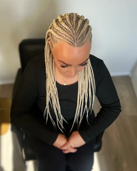 Blonde Sunburst Cornrows with Gold Rings