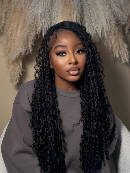 Boho Braids Hairstyle Close Up