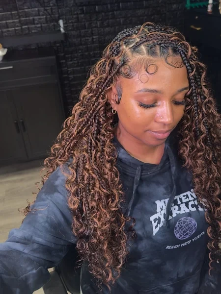 Boho Braids With Gold Ring Accessories