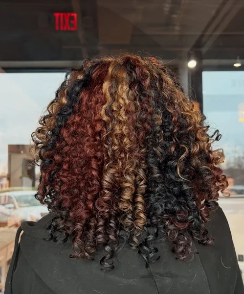 Bold Calico Curls with Black Burgundy and Gold
