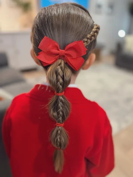 Braided Ball Ponytail with Bow