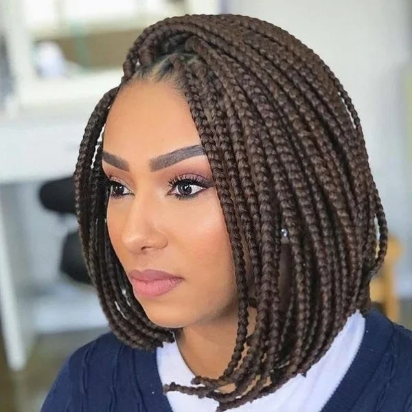 Bronze Box Braid Bob Back View