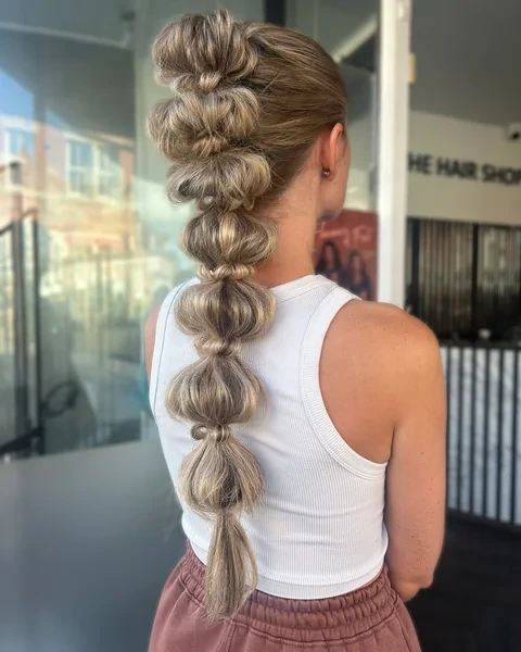 Bubble Braid Ponytail for Baseball Games