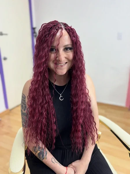 Burgundy Boho Braids Hairstyle