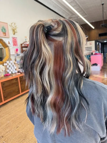 Calico Hair Color Hairstyles with Blonde Red Stripe