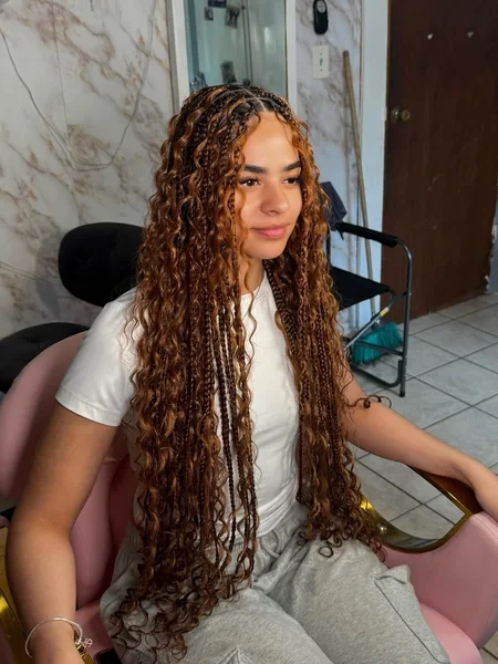 Caramel Boho Braids Hairstyle